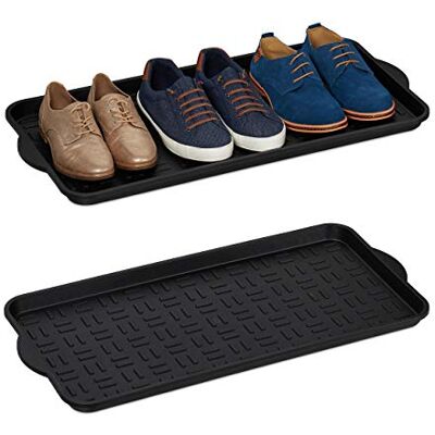 Relaxdays Lot de 2 rangements à chaussures, Bacs avec rebord élevés, pour 6-8 paires, plastique, 75 x 36,5 cm, noir Relaxdays Lot de 2 rangements à chaussures, Bacs avec rebord élevés, pour 6-8 paires, plastique, 75 x 36,5 cm, noir