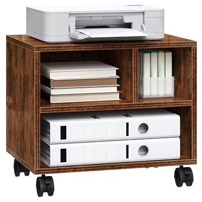 WOLTU Caisson de Bureau sur roulettes, Support d'Imprimante Mobile, Chariot Amovible pour Dossiers, Meuble de Rangement avec 3 Compartiments Ouverts, 40x30x35 cm, Brun, ASK06vbn WOLTU Caisson de Bureau sur roulettes, Support d'Imprimante Mobile, Chariot Amovible pour Dossiers, Meuble de Rangement avec 3 Compartiments Ouverts, 40x30x35 cm, Brun, ASK06vbn