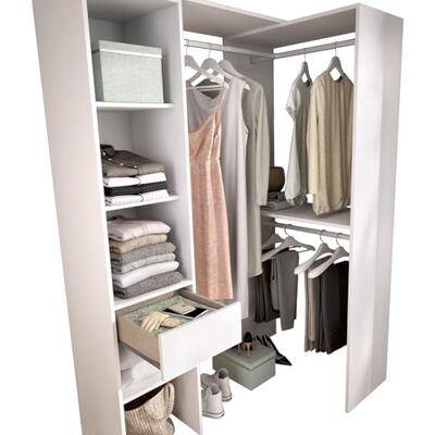 PEGANE Armoire Dressing Double en Bois mélaminé Coloris Blanc Longueur 98 x Profondeur 41 x Hauteur 187 cm PEGANE Armoire Dressing Double en Bois mélaminé Coloris Blanc Longueur 98 x Profondeur 41 x Hauteur 187 cm