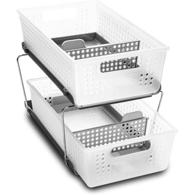 madesmart Paniers coulissants avec poignées, gain de place, rangement polyvalent et sans BPA, givré avec séparateurs, L madesmart Paniers coulissants avec poignées, gain de place, rangement polyvalent et sans BPA, givré avec séparateurs, L
