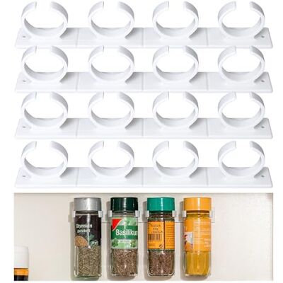 Your Day Mate 4 x 4 Organisateur d'herbes et d'épices pour 16 boîtes, Porte épices avec Clips pour Cuisine, Rack de Stockage pour boîtes d'épices de 3,3-4,5 CM, personnalisable, avec adhésif ou à vis, blanc Your Day Mate 4 x 4 Organisateur d'herbes et d'épices pour 16 boîtes, Porte épices avec Clips pour Cuisine, Rack de Stockage pour boîtes d'épices de 3,3-4,5 CM, personnalisable, avec adhésif ou à vis, blanc