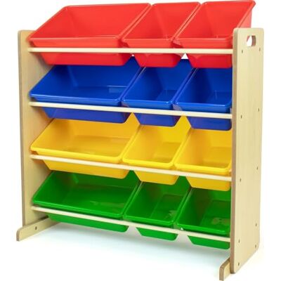 Humble Crew Organisateur Jouets Enfants, 12 Bacs Rangement Multicolores, Bois Naturel, Design Ludique, Pratique pour Jeux et Livres Humble Crew Organisateur Jouets Enfants, 12 Bacs Rangement Multicolores, Bois Naturel, Design Ludique, Pratique pour Jeux et Livres