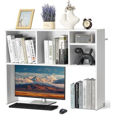 VEVOR Étagère à Poser sur Bureau à 1 Niveau, Bibliothèque de Bureau 94 x 24 x 73 cm, Organisateur de Bureau en Bois avec Pieds Antidérapants, Support de Rangement pour Maison, Dortoir, Blanc VEVOR Étagère à Poser sur Bureau à 1 Niveau, Bibliothèque de Bureau 94 x 24 x 73 cm, Organisateur de Bureau en Bois avec Pieds Antidérapants, Support de Rangement pour Maison, Dortoir, Blanc