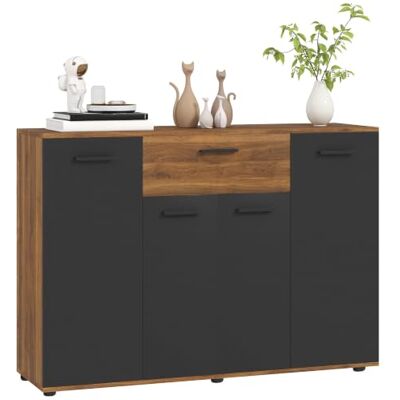 HOMCOM Buffet Salon Meuble de Rangement avec 4 placards, tiroirs et étagères réglables, dim. 120 x 35 x 85 cm, Marron et Noir HOMCOM Buffet Salon Meuble de Rangement avec 4 placards, tiroirs et étagères réglables, dim. 120 x 35 x 85 cm, Marron et Noir