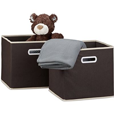 Relaxdays Lot de 2 boîtes de rangement pliantes Carrées H x l x P : 30 x 30 x 30 cm, Laine, marron, 30 x 30 x 30 cm Relaxdays Lot de 2 boîtes de rangement pliantes Carrées H x l x P : 30 x 30 x 30 cm, Laine, marron, 30 x 30 x 30 cm