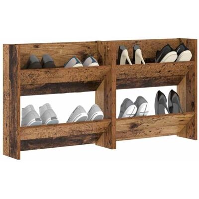 vidaXL Cabinet à chaussures 2 pcs Bois ancien 60 x 18 x 60 cm, Meuble à chaussures de couloir, rangement moderne, unité compacte, organisateur mural qui gagne de la place vidaXL Cabinet à chaussures 2 pcs Bois ancien 60 x 18 x 60 cm, Meuble à chaussures de couloir, rangement moderne, unité compacte, organisateur mural qui gagne de la place