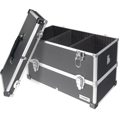 HMF 14660900 Boîte à outils vide en aluminium avec compartiments individuels et parois amovibles, noire HMF 14660900 Boîte à outils vide en aluminium avec compartiments individuels et parois amovibles, noire