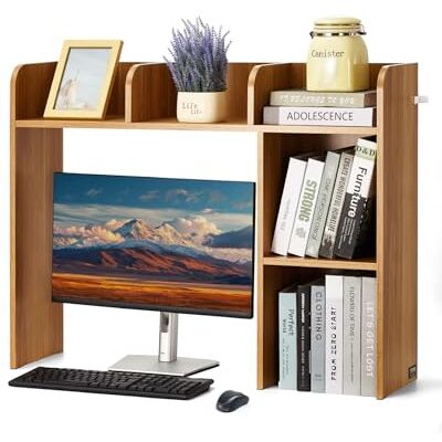 VEVOR Étagère à Poser sur Bureau à 2 Niveaux, Bibliothèque de Bureau 94,5x24,1x73,4 cm, Organisateur de Bureau en Bois, avec Pieds Antidérapants, Support de Rangement pour Maison, Couleur de Bois VEVOR Étagère à Poser sur Bureau à 2 Niveaux, Bibliothèque de Bureau 94,5x24,1x73,4 cm, Organisateur de Bureau en Bois, avec Pieds Antidérapants, Support de Rangement pour Maison, Couleur de Bois