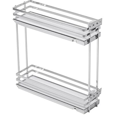 GTV Organiseur de cuisine Movixpro Équipement cargo Système d'étagères extensibles Largeur extérieure 150 mm 2 étagères Sans rails Chrome, blanc mat GTV Organiseur de cuisine Movixpro Équipement cargo Système d'étagères extensibles Largeur extérieure 150 mm 2 étagères Sans rails Chrome, blanc mat