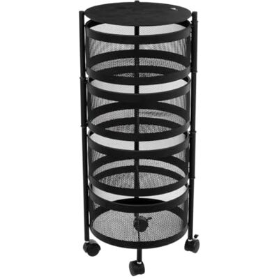 5 five simply smart Resserre de Cuisine 4 Paniers rotatifs sur Roues en Métal Noir H 76 cm FIVE-181832 5 five simply smart Resserre de Cuisine 4 Paniers rotatifs sur Roues en Métal Noir H 76 cm FIVE-181832
