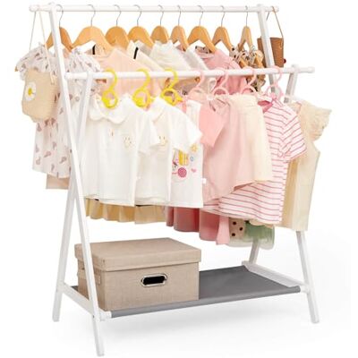 Yorbay Porte-manteau pour enfant en bambou Double tringle réglable Avec étagères de rangement Peu encombrant Avec tringle à vêtements pour chambre à coucher Blanc Yorbay Porte-manteau pour enfant en bambou Double tringle réglable Avec étagères de rangement Peu encombrant Avec tringle à vêtements pour chambre à coucher Blanc
