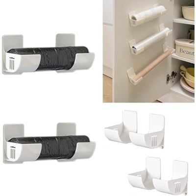 inki Lot de 2 supports en aluminium pour porte d'armoire, étagère murale autocollante, support pour papier sulfurisé, papier d'étain, papier ciré, porte de garde-manger, organiseur de sac poubelle inki Lot de 2 supports en aluminium pour porte d'armoire, étagère murale autocollante, support pour papier sulfurisé, papier d'étain, papier ciré, porte de garde-manger, organiseur de sac poubelle