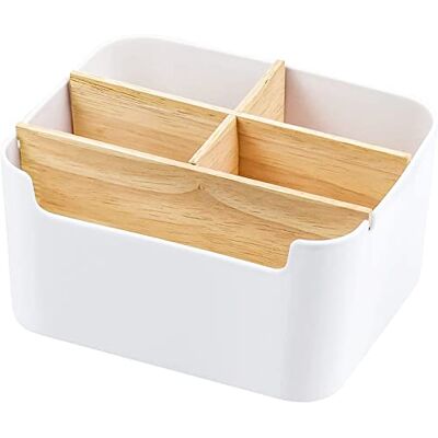 Lre Co. L'Re Co. Organisateur de bureau multifonctionnel, porte-stylo et rangement en bois, support télécommande, boîte en bambou pour crayons et notes, blanc Lre Co. L'Re Co. Organisateur de bureau multifonctionnel, porte-stylo et rangement en bois, support télécommande, boîte en bambou pour crayons et notes, blanc