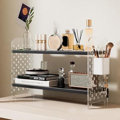 JYHHGDS Organisateur de bureau réglable à 2 niveaux, extension de bureau en panneau perforé, étagère de rangement réglable pour table (vart, 60 x 20 x 36 cm) JYHHGDS Organisateur de bureau réglable à 2 niveaux, extension de bureau en panneau perforé, étagère de rangement réglable pour table (vart, 60 x 20 x 36 cm)