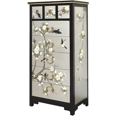 NexaGeniX Commode de rangement Commode moderne à 8 tiroirs, haute commode avec rangement, en bois poignées laiton, armoire de grande capacité for salon, couloir(B) NexaGeniX Commode de rangement Commode moderne à 8 tiroirs, haute commode avec rangement, en bois poignées laiton, armoire de grande capacité for salon, couloir(B)