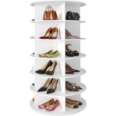 LIANTIAN Organisateur de chaussures rotatif à 360° avec étagères réglables, étagère à chaussures en acrylique pour un rangement efficace dans l'entrée (blanc, 6 niveaux) LIANTIAN Organisateur de chaussures rotatif à 360° avec étagères réglables, étagère à chaussures en acrylique pour un rangement efficace dans l'entrée (blanc, 6 niveaux)