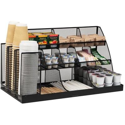 Mind Reader CMG2MESH-BLK Lot de 2 tiroirs à une seule portion Organiseur de tasse à café et comptoir à condiments à 14 compartiments, maille métallique, 60 cm de long x 35 cm Mind Reader CMG2MESH-BLK Lot de 2 tiroirs à une seule portion Organiseur de tasse à café et comptoir à condiments à 14 compartiments, maille métallique, 60 cm de long x 35 cm