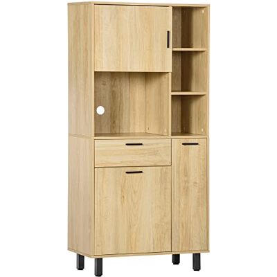HOMCOM Buffet de Cuisine Armoire de Cuisine Multi-rangements avec Un tiroir, 3 placards, 4 niches et Passe-câbles Hauteur 166 cm HOMCOM Buffet de Cuisine Armoire de Cuisine Multi-rangements avec Un tiroir, 3 placards, 4 niches et Passe-câbles Hauteur 166 cm