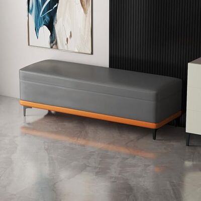 RTYHN Banc de rangement ottoman en cuir avec siège rembourré, banc de rangement de chaussures avec pieds en acier pour le salon RTYHN Banc de rangement ottoman en cuir avec siège rembourré, banc de rangement de chaussures avec pieds en acier pour le salon