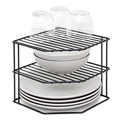 simplywire Range-assiettes à 3 niveaux Organisateur de placard de cuisine Noir simplywire Range-assiettes à 3 niveaux Organisateur de placard de cuisine Noir