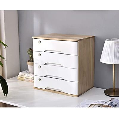 FHSLKXIM Classeur de bureau – Boîte de rangement en bois massif avec tiroirs verrouillables, fournitures de bureau A4/reçus, classeur plat, tiroirs C-4 FHSLKXIM Classeur de bureau – Boîte de rangement en bois massif avec tiroirs verrouillables, fournitures de bureau A4/reçus, classeur plat, tiroirs C-4