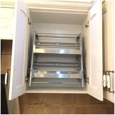CAFIEDR Organiseur de placard rétractable à 2 niveaux, étagère de rangement de cuisine, organisateur d'armoire, adapté pour cuisine, bar, café, armoire et salle de rangement, capacité de charge 20 kg CAFIEDR Organiseur de placard rétractable à 2 niveaux, étagère de rangement de cuisine, organisateur d'armoire, adapté pour cuisine, bar, café, armoire et salle de rangement, capacité de charge 20 kg
