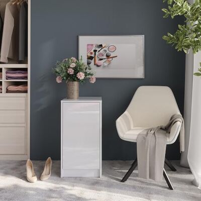 Vicco Commode "Sherry", blanc/blanc brillant, 40.2x76cm avec couvercle de récipient, adapté au rangement dans le salon ou la chambre Vicco Commode "Sherry", blanc/blanc brillant, 40.2x76cm avec couvercle de récipient, adapté au rangement dans le salon ou la chambre