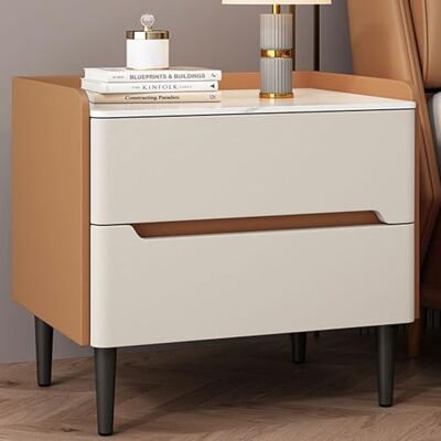GYYDXXFC Simply Modern Table de chevet incurvée avec pieds en métal à 2 tiroirs pour chambre à coucher, chambre d'enfant, placard, salon (orange-blanc, 40 x 40 x 50 cm) GYYDXXFC Simply Modern Table de chevet incurvée avec pieds en métal à 2 tiroirs pour chambre à coucher, chambre d'enfant, placard, salon (orange-blanc, 40 x 40 x 50 cm)