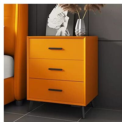 GEK208130 Table de chevet Table de nuit avec 3 tiroirs, meuble de rangement en bois avec base robuste for chambre à coucher, salon, placards, meubles de chevet, orange, L49 x P40 x H60 cm Chambre GEK208130 Table de chevet Table de nuit avec 3 tiroirs, meuble de rangement en bois avec base robuste for chambre à coucher, salon, placards, meubles de chevet, orange, L49 x P40 x H60 cm Chambre