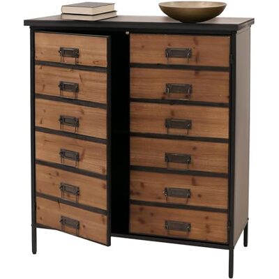 Mendler HWC-O79 Commode d'apothicaire avec compartiments de rangement, aspect shabby vintage, 94 x 80 x 35 cm, naturel Mendler HWC-O79 Commode d'apothicaire avec compartiments de rangement, aspect shabby vintage, 94 x 80 x 35 cm, naturel