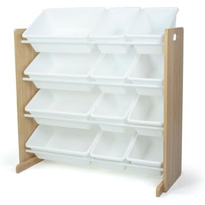 Humble Crew Étagère Enfants Moderne, Organisateur Jouets Bois, 12 Bacs Rangement Naturel/Blanc, Design Élégant, Pratique pour Jeux et Livres Humble Crew Étagère Enfants Moderne, Organisateur Jouets Bois, 12 Bacs Rangement Naturel/Blanc, Design Élégant, Pratique pour Jeux et Livres