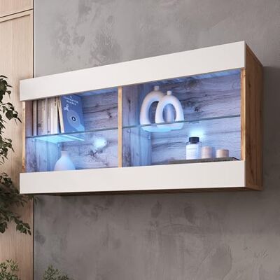 Komodee Vitrine Suspendue Tivoli Wotan/Blanc 100x50x29 cm Komodee Vitrine Suspendue Tivoli Wotan/Blanc 100x50x29 cm