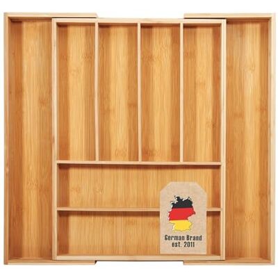 INTIRILIFE Range-couverts Organisateur de tiroirs en bambou extensible jusqu'à 8 compartiments -33 50 x 43 x 5 cm- réglable en taille, insert de tiroir, pour couverts ustensiles de cuisine outils INTIRILIFE Range-couverts Organisateur de tiroirs en bambou extensible jusqu'à 8 compartiments -33 50 x 43 x 5 cm- réglable en taille, insert de tiroir, pour couverts ustensiles de cuisine outils