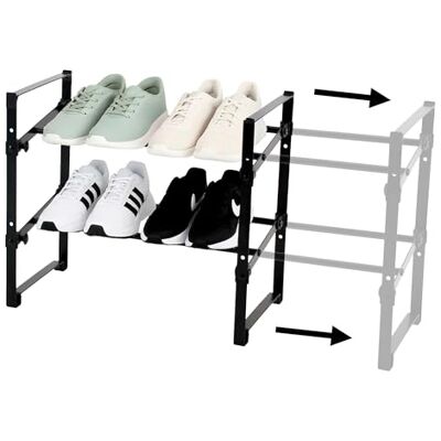 Amig Étagère à chaussures extensible à 2 niveaux Tötem 45,5 ~ 80 x 24 x 39,5 cm Acier et plastique PP Noir Idéal pour entrée ou chambre Organisateur pour 12 paires de chaussures Amig Étagère à chaussures extensible à 2 niveaux Tötem 45,5 ~ 80 x 24 x 39,5 cm Acier et plastique PP Noir Idéal pour entrée ou chambre Organisateur pour 12 paires de chaussures