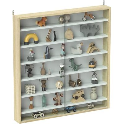HOMCOM Vitrine pour Collection vitrine Murale 80 x 9,5 x 83 cm avec 6 étagères réglables en Hauteur et 2 Portes coulissantes en Verre, pour Collection de Figurines et Voitures Miniatures, chêne HOMCOM Vitrine pour Collection vitrine Murale 80 x 9,5 x 83 cm avec 6 étagères réglables en Hauteur et 2 Portes coulissantes en Verre, pour Collection de Figurines et Voitures Miniatures, chêne