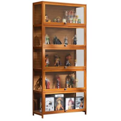 YFWOKSL Vitrine Curio à 5 niveaux en bambou avec porte rabattable Étagères de rangement pour figurines, collection Meubles de chambre/salon d'étude YFWOKSL Vitrine Curio à 5 niveaux en bambou avec porte rabattable Étagères de rangement pour figurines, collection Meubles de chambre/salon d'étude