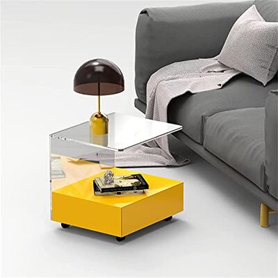 DRFGNF Table de chevet avec 1 tiroir et roue universelle, table de nuit pour chambre à coucher, canapé, table d'appoint, simple petite commode, matériau acrylique transparent, 46 x 40 x 44 cm (couleur DRFGNF Table de chevet avec 1 tiroir et roue universelle, table de nuit pour chambre à coucher, canapé, table d'appoint, simple petite commode, matériau acrylique transparent, 46 x 40 x 44 cm (couleur