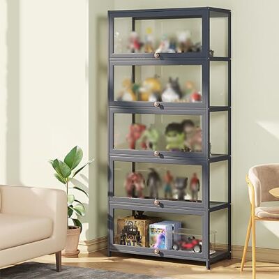 YFWOKSL Vitrine avec porte d'armoire en acrylique, étagère en verre, armoire de rangement en bambou, armoire, étagère à livres, armoire curio, grande capacité, armoire de rangement avec porte YFWOKSL Vitrine avec porte d'armoire en acrylique, étagère en verre, armoire de rangement en bambou, armoire, étagère à livres, armoire curio, grande capacité, armoire de rangement avec porte