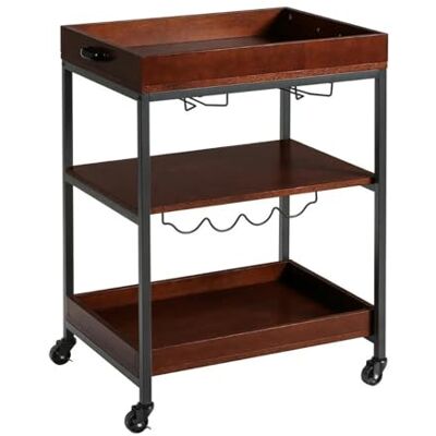 mjyyyds188 chariot de stockage Chariot à 3 niveaux, chariot de bar d'îlot cuisine avec support en verre et casier vin, meubles Organisateur d'étagères mjyyyds188 chariot de stockage Chariot à 3 niveaux, chariot de bar d'îlot cuisine avec support en verre et casier vin, meubles Organisateur d'étagères