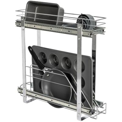Household Essentials Glidez Organiseur de rangement coulissant multifonction en acier chromé pour ustensiles de cuisine et ustensiles de pâtisserie – Design à 2 niveaux – Convient aux armoires ou Household Essentials Glidez Organiseur de rangement coulissant multifonction en acier chromé pour ustensiles de cuisine et ustensiles de pâtisserie – Design à 2 niveaux – Convient aux armoires ou