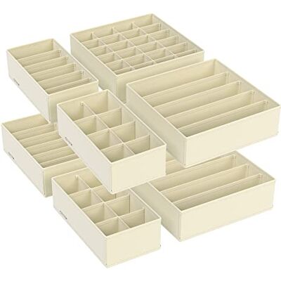 SONGMICS Lot de 8 Séparateurs de Tiroirs, Organiseur de Sous-vêtements Pliables, pour Soutiens-gorge, Culottes, Chaussettes et Cravates, Boîtes de Rangement en Tissu pour Armoires, Beige RUS008M01 SONGMICS Lot de 8 Séparateurs de Tiroirs, Organiseur de Sous-vêtements Pliables, pour Soutiens-gorge, Culottes, Chaussettes et Cravates, Boîtes de Rangement en Tissu pour Armoires, Beige RUS008M01