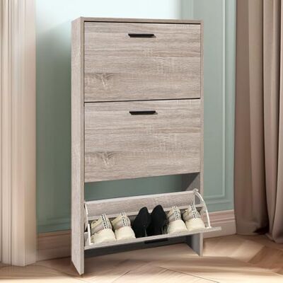 CASABEL Meuble de Rangement à Chaussure 18 Paires Armoire Etagere Grande Capacité pour Entree, Couloir L60xP24xH113 cm Bois Clair CASABEL Meuble de Rangement à Chaussure 18 Paires Armoire Etagere Grande Capacité pour Entree, Couloir L60xP24xH113 cm Bois Clair