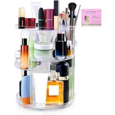Ouxayapl Organisateur de maquillage rotatif à 360° Boîte de rangement pour coiffeuse Multifonction Avec 5 niveaux réglables Pour chambre à coucher, salle de bain Ouxayapl Organisateur de maquillage rotatif à 360° Boîte de rangement pour coiffeuse Multifonction Avec 5 niveaux réglables Pour chambre à coucher, salle de bain