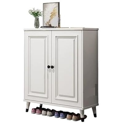 GEK208130 Moderne Meuble à chaussures intégré en bois massif avec pieds et rebords, 80 cm, blanc, for entrée de maison Organisateur GEK208130 Moderne Meuble à chaussures intégré en bois massif avec pieds et rebords, 80 cm, blanc, for entrée de maison Organisateur