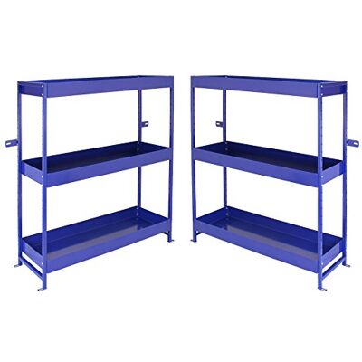 Monster Cable Lot de 2 étagères de rangement en métal pour outils Bleu Pour atelier et garage 116 x 101 x 36 cm Monster Cable Lot de 2 étagères de rangement en métal pour outils Bleu Pour atelier et garage 116 x 101 x 36 cm