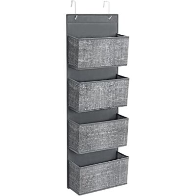 SONGMICS Organisateur de rangement suspendu à 4 compartiments pour chambre à coucher, bureau, 12 x 33,5 x 100 cm, gris chiné RDH004G11 SONGMICS Organisateur de rangement suspendu à 4 compartiments pour chambre à coucher, bureau, 12 x 33,5 x 100 cm, gris chiné RDH004G11