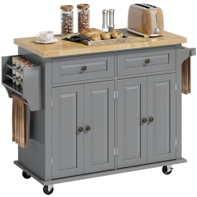 HOMCOM Desserte ilôt de Cuisine Multi rangements 2 tiroirs 2 Placard 2 Portes avec étagère Range-Bouteille Porte-torchons et étagère réglable MDF Gris hévéa HOMCOM Desserte ilôt de Cuisine Multi rangements 2 tiroirs 2 Placard 2 Portes avec étagère Range-Bouteille Porte-torchons et étagère réglable MDF Gris hévéa