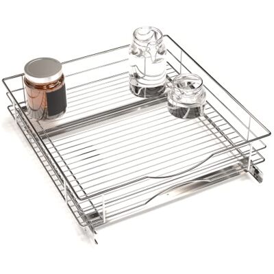 Zone Organiseur de placard de cuisine coulissant avec un niveau de rangement, 50,8 cm de large x 53,3 cm de profondeur Zone Organiseur de placard de cuisine coulissant avec un niveau de rangement, 50,8 cm de large x 53,3 cm de profondeur