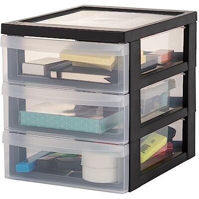 Iris Ohyama , Tour de Rangement Plastique, 3 Petits Tiroirs, Noir, Ouverture Facile, Format A5, Meuble, Organisateur, Fournitures, pour Bureau, Fourniture Scolaire, Papeterie, Sans BPA, DC-A5 Iris Ohyama , Tour de Rangement Plastique, 3 Petits Tiroirs, Noir, Ouverture Facile, Format A5, Meuble, Organisateur, Fournitures, pour Bureau, Fourniture Scolaire, Papeterie, Sans BPA, DC-A5
