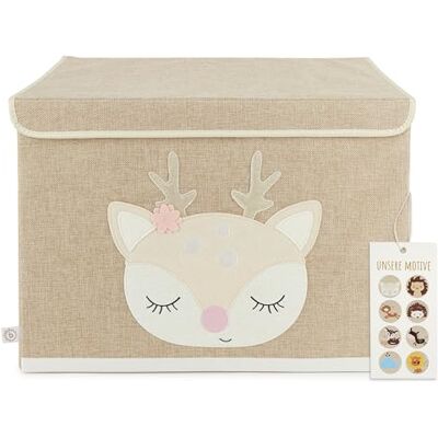 BIECO Boîte pliante avec couvercle 65 litres env. 36 x 36 x 51 cm Coffre à jouets Enfants Caisses Grand Organiseur de table à langer Chevreuil Ella BIECO Boîte pliante avec couvercle 65 litres env. 36 x 36 x 51 cm Coffre à jouets Enfants Caisses Grand Organiseur de table à langer Chevreuil Ella